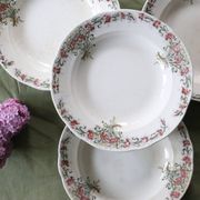 Soup plates x4, Onnaing, Guirlande model, 19th century