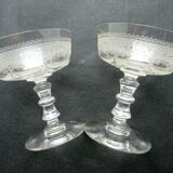 Coupes à champagne cristal Baccarat style Louis XV gravées d'acanthes et de rubans