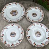 Plat et assiettes art deco, Longwy - décor Maurice