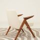 Scandinavian beige boucle armchair modern design rustic oak