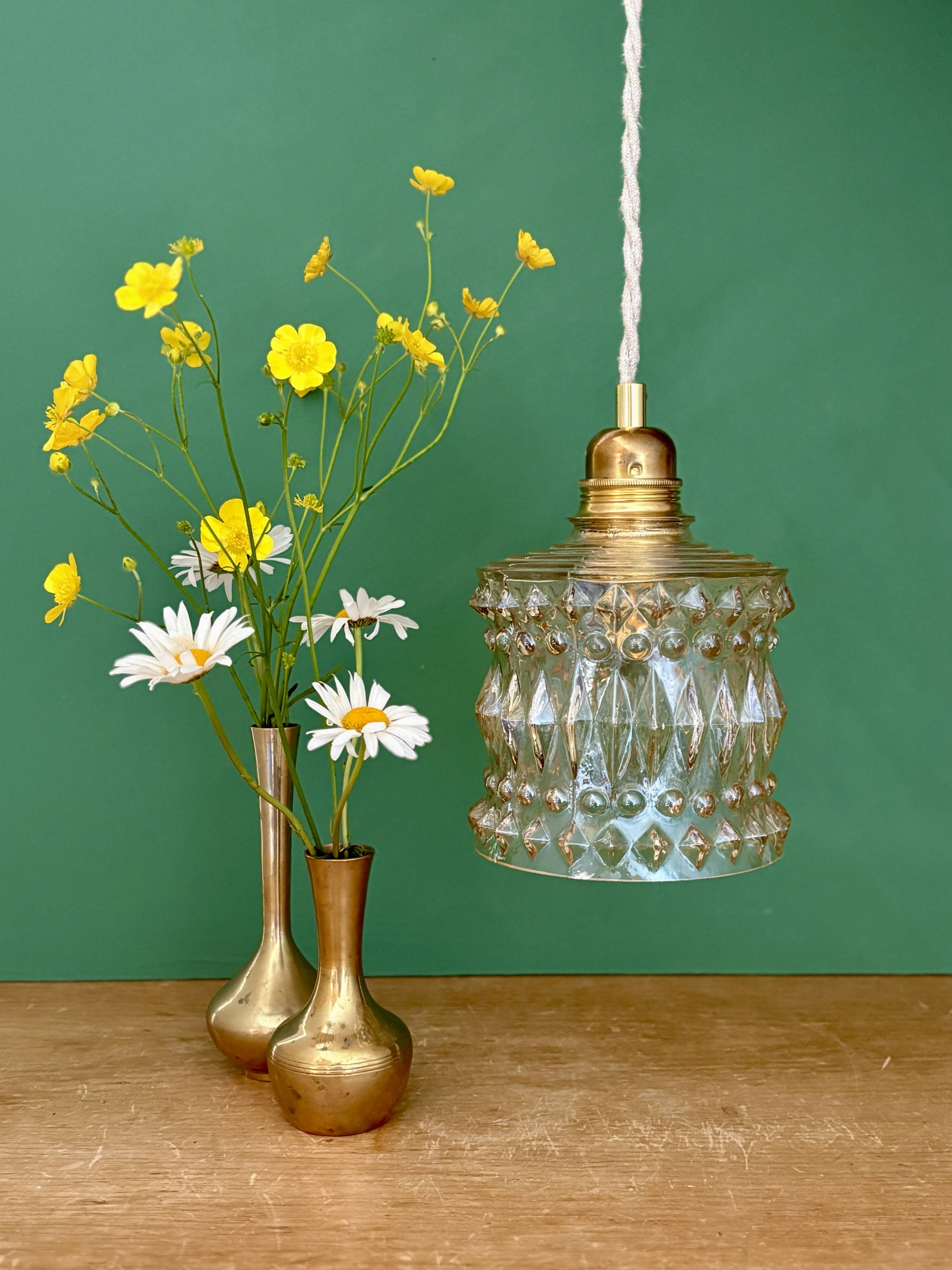 Vintage amber glass suspension globe