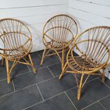 3 rattan armchairs from the 70s