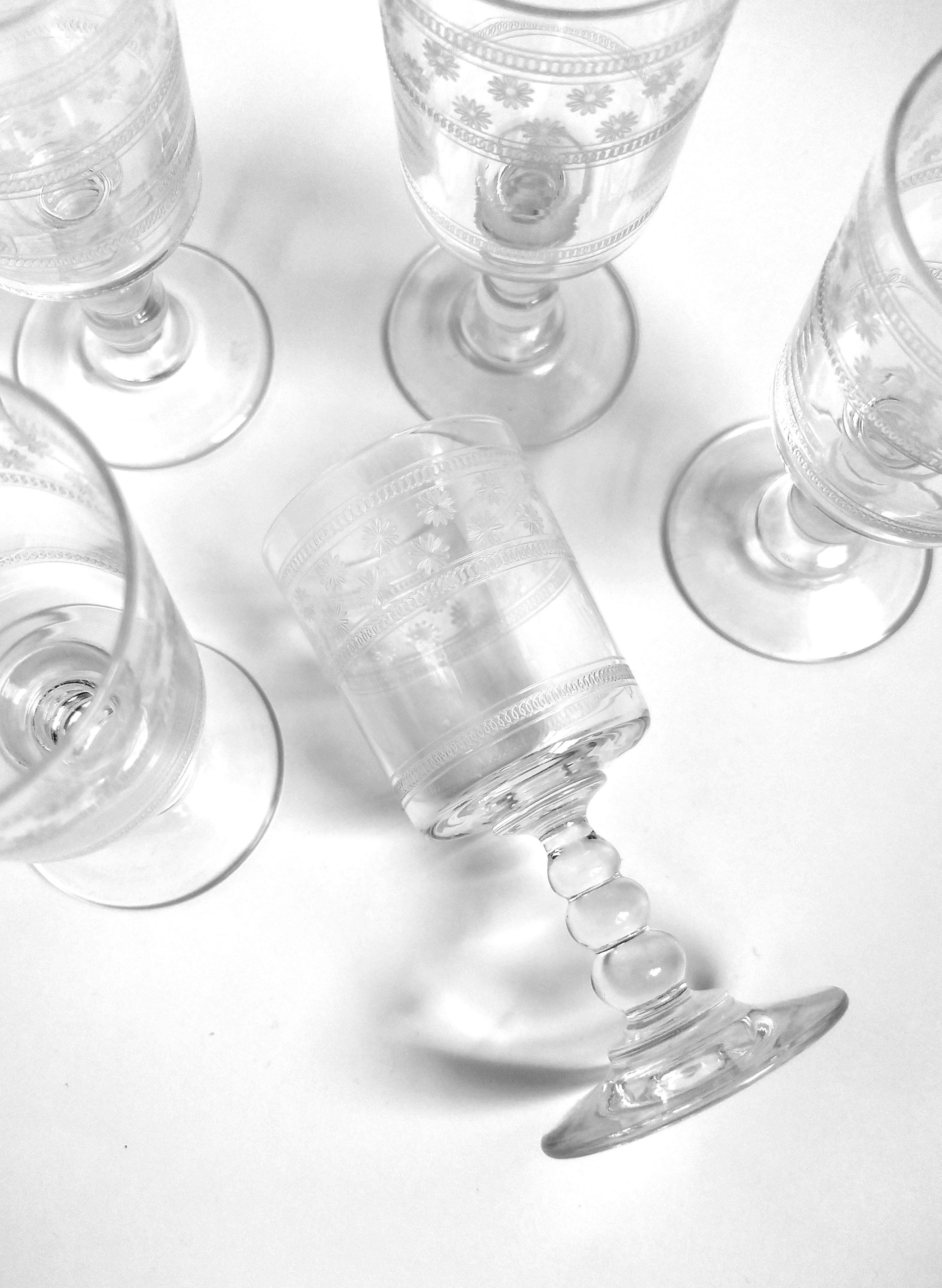 5 Baccarat crystal aperitif/digestive glasses model 4770 (1916 catalogue)