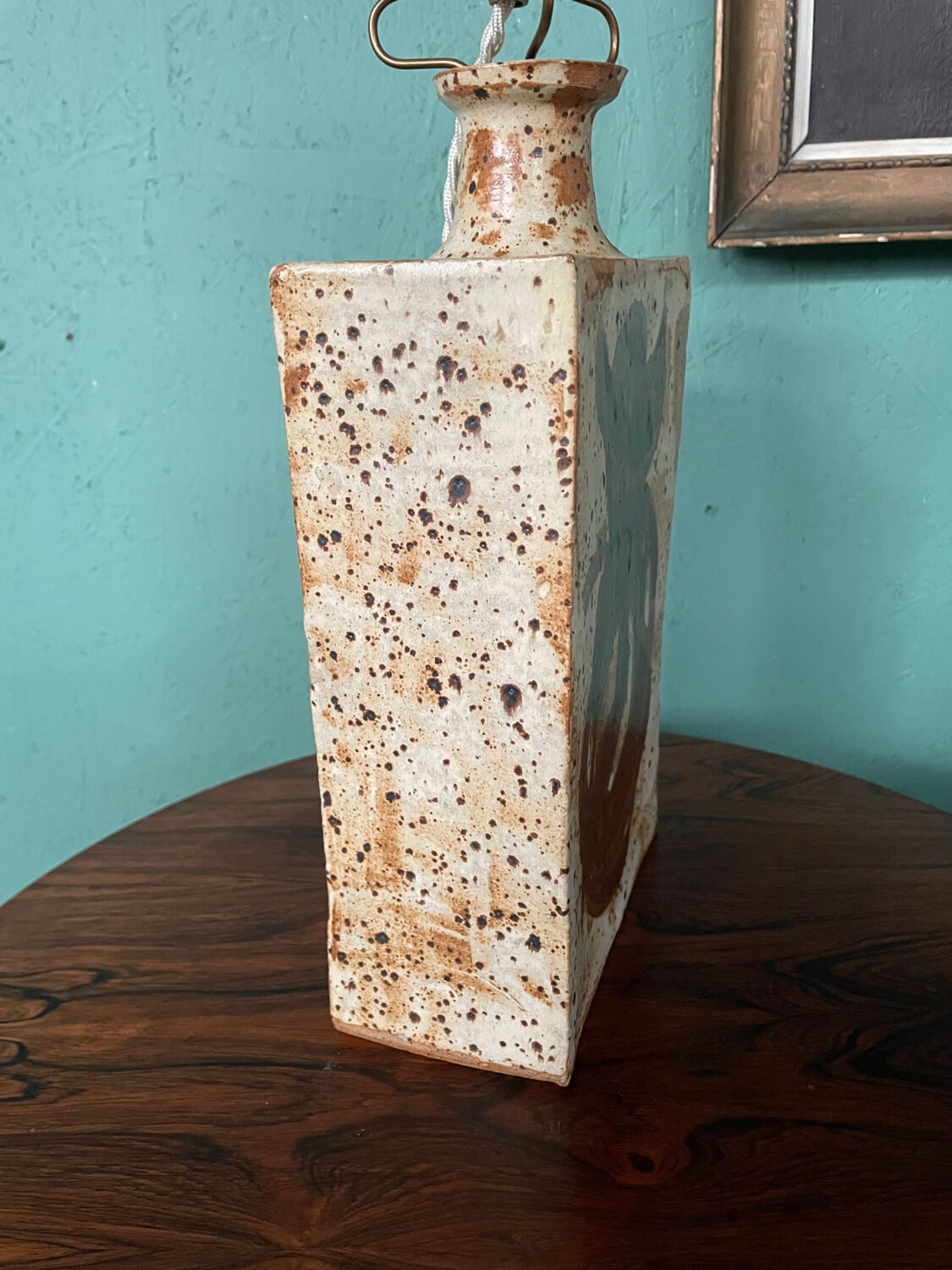 Danish Mid-Century Modern Pottery Table Lamp with Abstract Design 1975