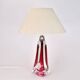 Lampe de table en verre rose Val St Lambert du milieu du siècle