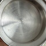 Antique shell butter dish in shiny silver metal