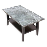 Ebonized Wood Coffee Table with a Green Alps Marble Top, Italy