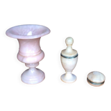 Small lot vase, alabaster container box.