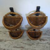 Wicker and wrought iron wall basket