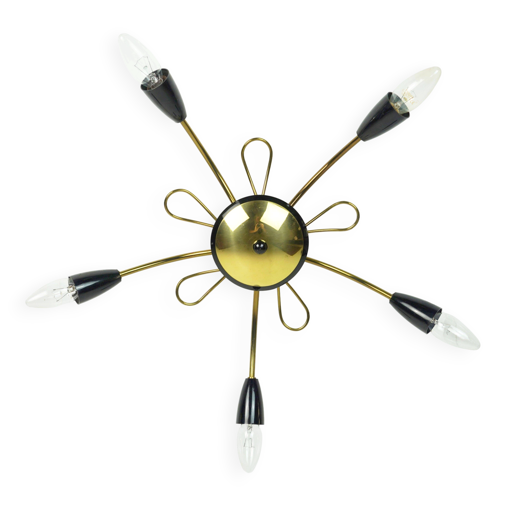 1950s sputnik spider CEILING LAMP brass stilnovo ära mid century