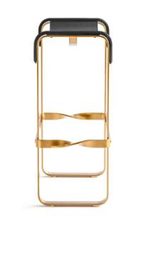Contemporary Bar Stool Metal Aged Brass Natural Tobacco Leather
