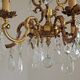 Lovely Quality Brass 6 Light Scrolled Acanthus Leaf Crystal Cage Chandelier 3626