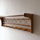 Vintage oak wall coat rack with braided cord 1960s
