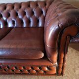 Sofa chesterfield brown leather four seats