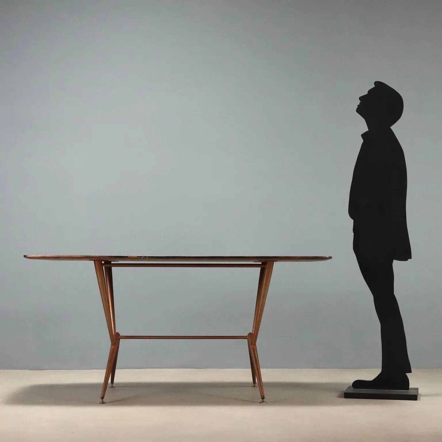 Vintage enamelled metal table, Italian design from the 1960s.