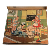 Jeu jura ancien de cubes dans mallette/bois clair 30 pièces années 50