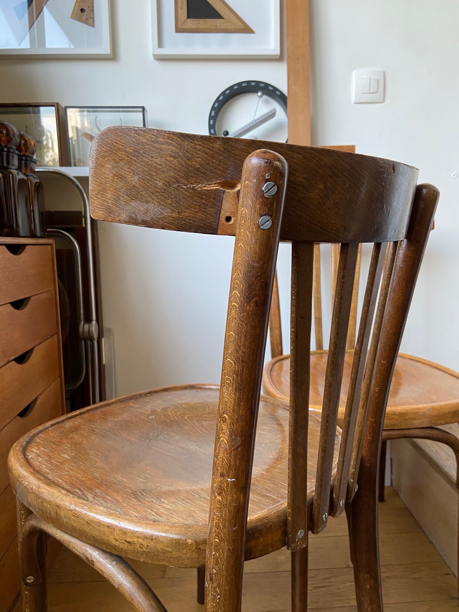 Pair of wooden bistro chairs