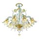 Ornate Clear and Gold-Leaf Murano Glass Floral Chandelier — Italian Design