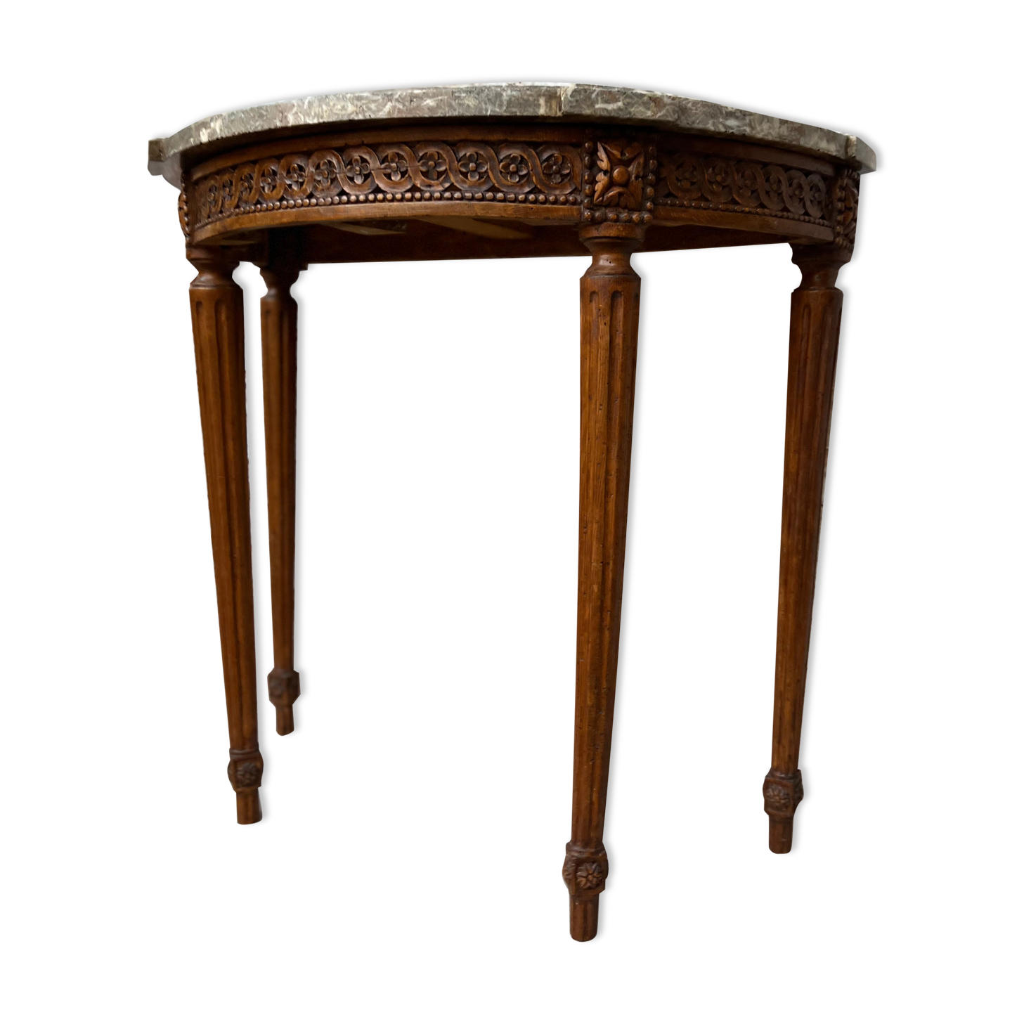 Console half moon natural wood period Louis XVI XVIII th century