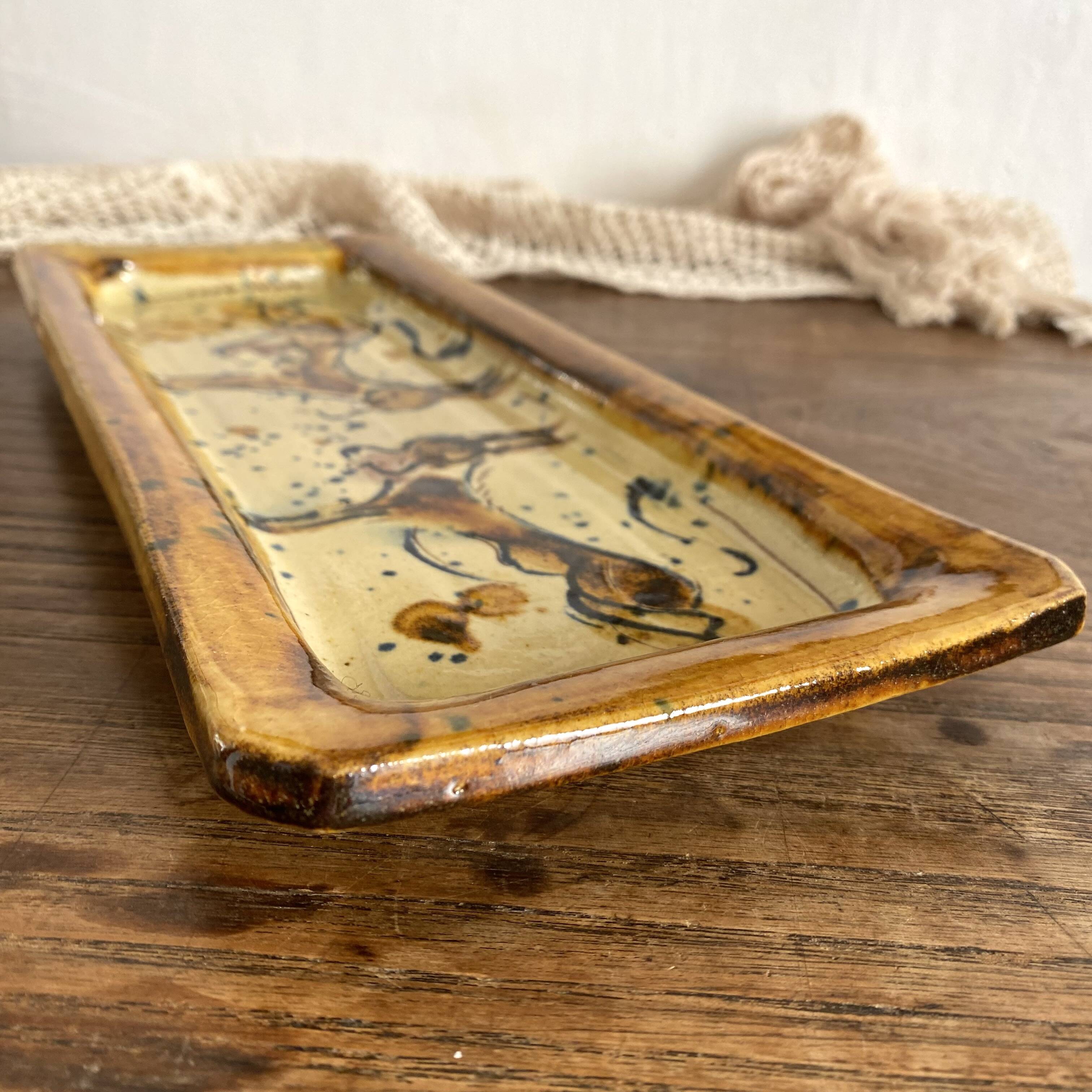 Ceramic cake dish, donkey decor, vintage crafts