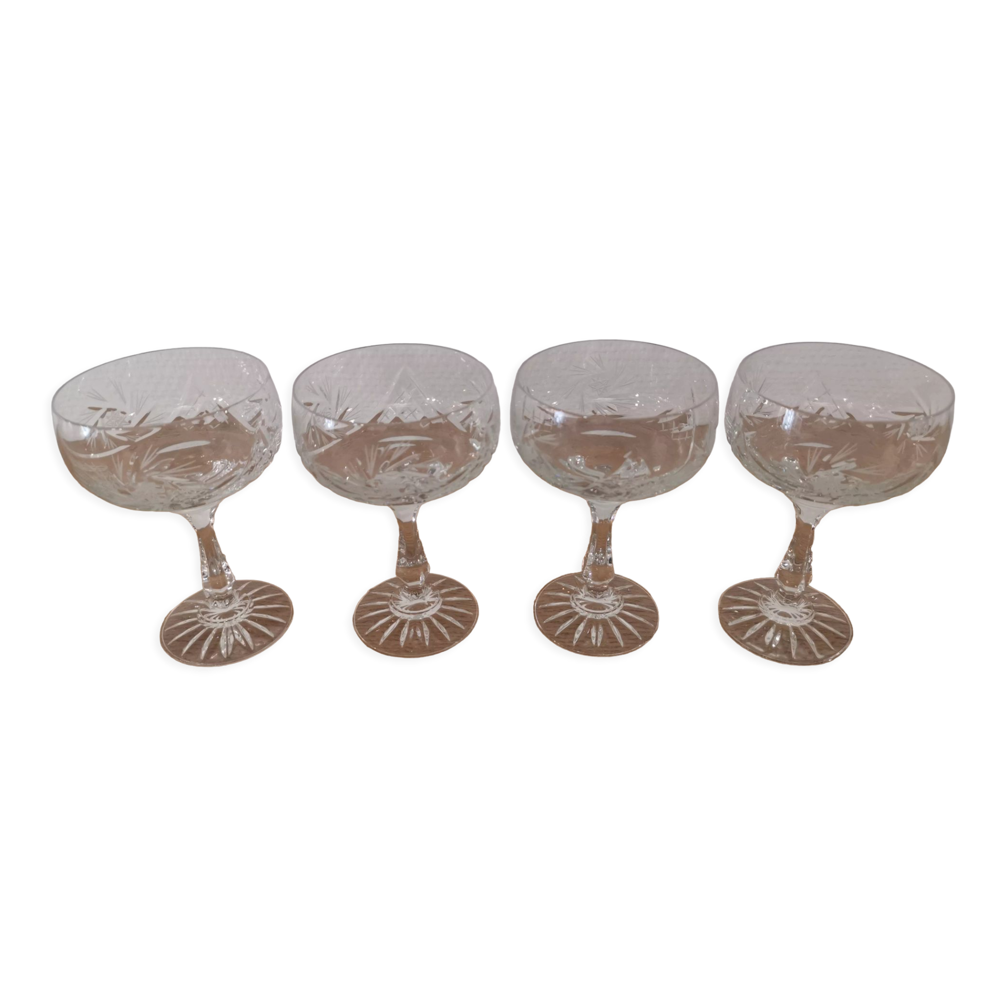 Cut crystal champagne glasses