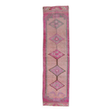 3x12 Pink Persian Vintage Runner Rug, 92x355Cm SK 18193