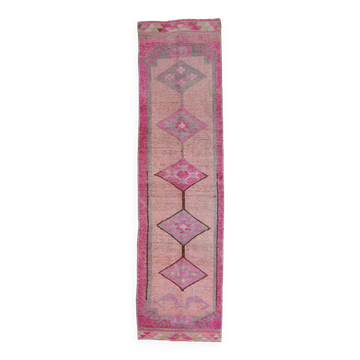 3x12 Pink Persian Vintage Runner Rug, 92x355Cm SK 18193
