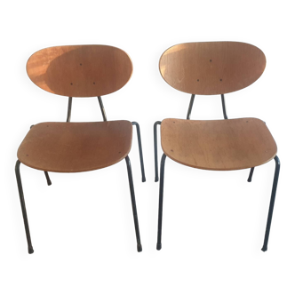 2 Scandinavian 50s Kurt Nordström chairs. Model 145