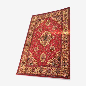 Vintage rug carpet 70s mid century czechoslovak red 197 x 303