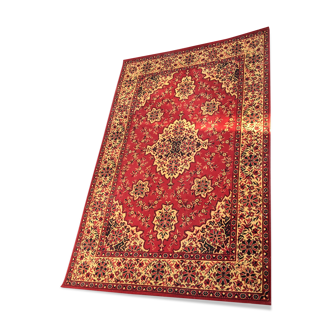 Tapis vintage 70s mid century rouge tchécoslovaque 197 x 303