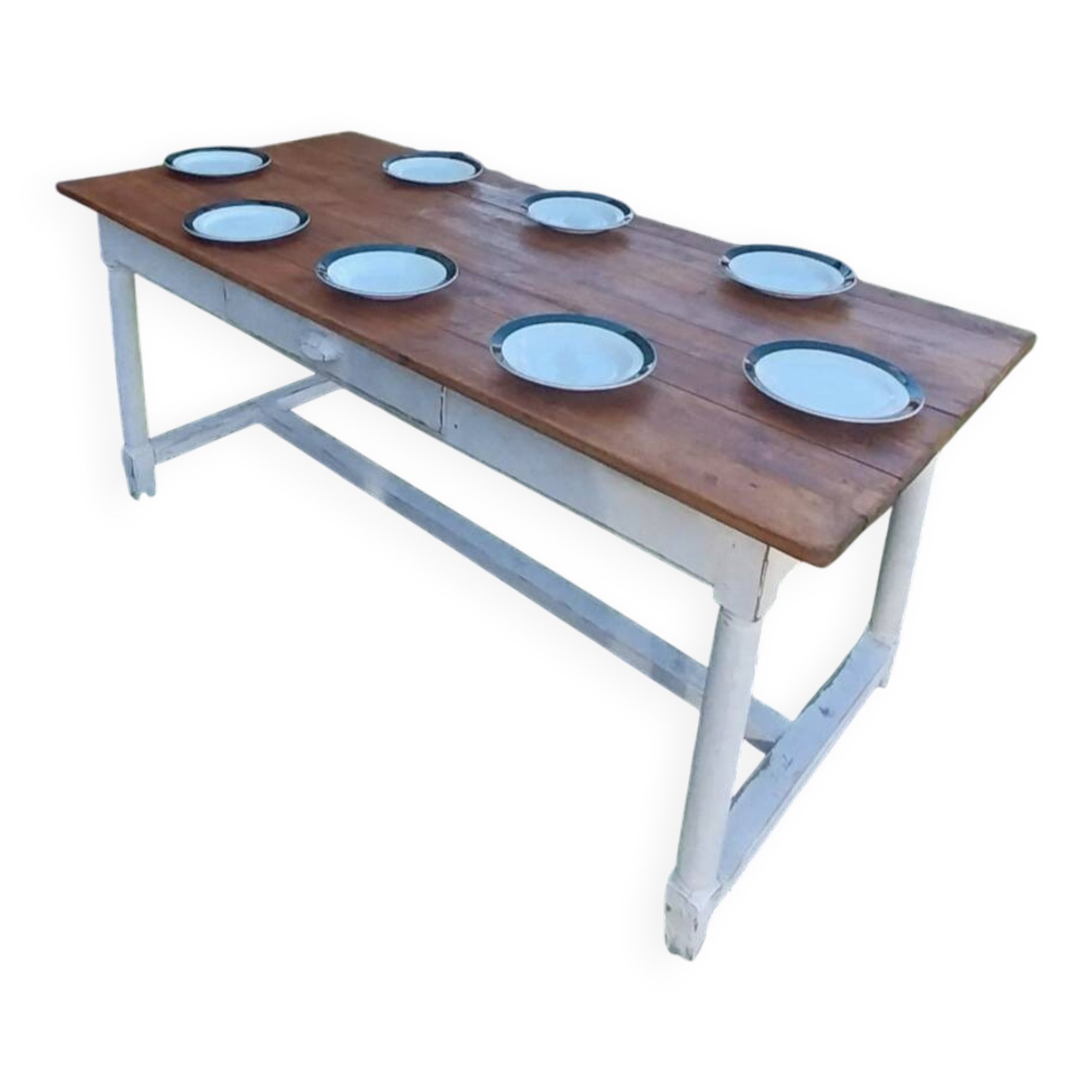 Wooden farmhouse table