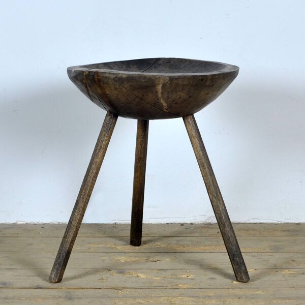Tabouret à lait en chêne, années 1900