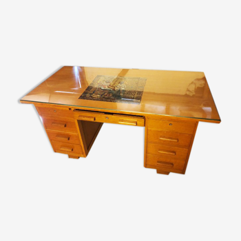 Desk "minister" in solid oak honey color
