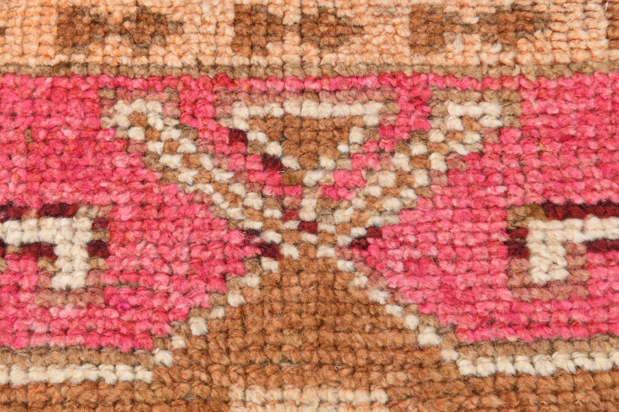3x11 Faded Pink & Brown Vintage Runner Rug,