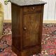 19th-century bedside table in mahogany with a grey marble top.
