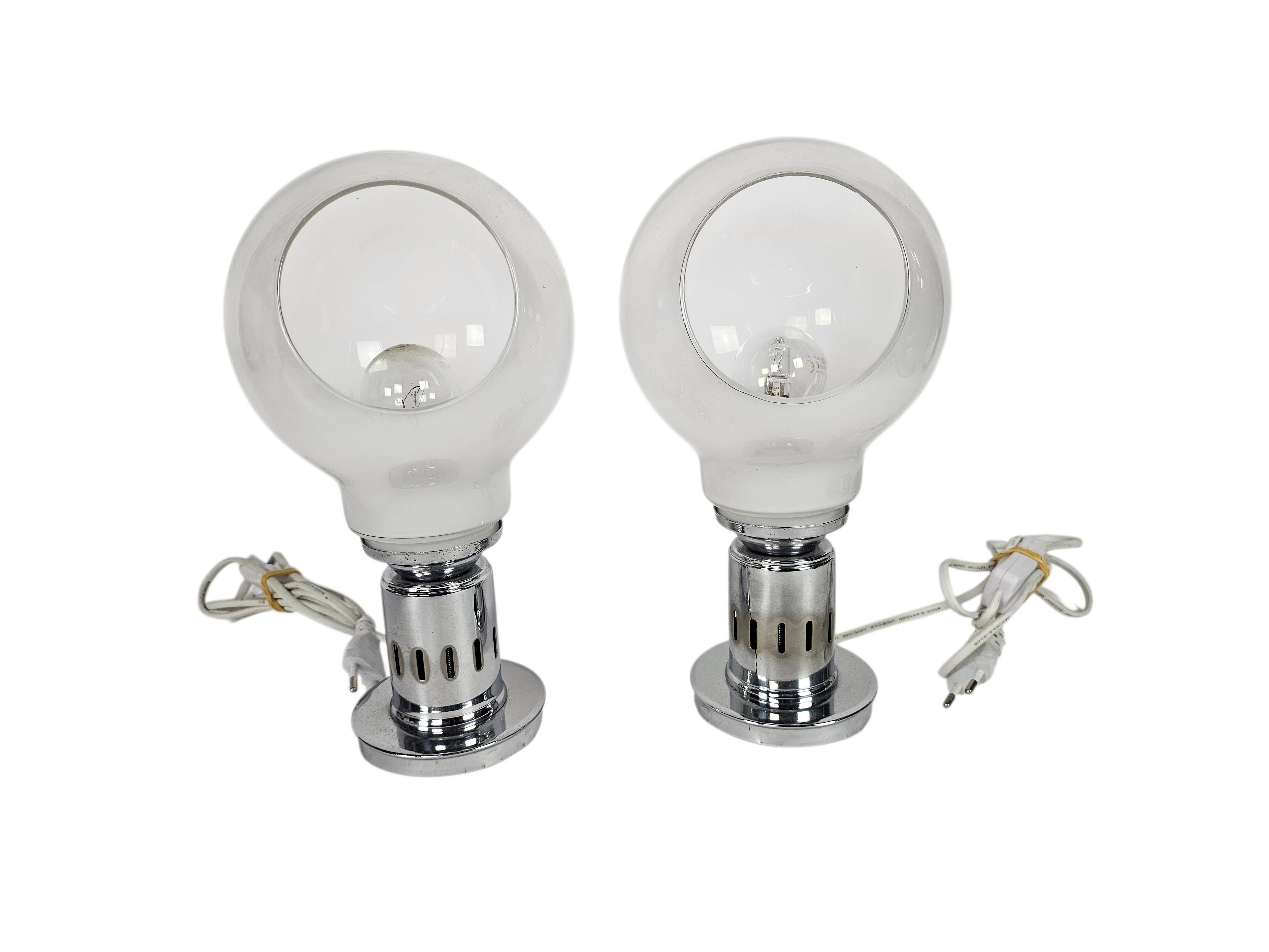 Murano - Mazegga - table lamps (2) set - glass - chrome - 60's