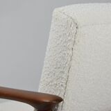 Original vintage armchair, 1960s, designer E.Homma, restored, white bouclé