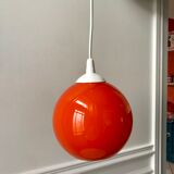 Hanging lamp ball in opaline orange 70s