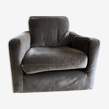 Fauteuil chester habitat velours prune