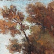 Oil on hardboard, riverside