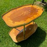 60s marquetry rolling bar trolley