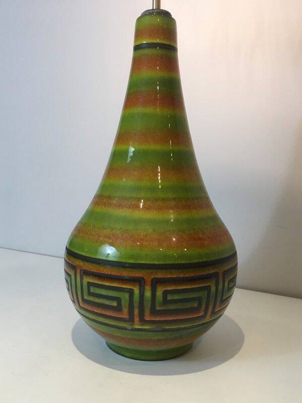 Ceramic lamp decorated with Greek keys