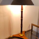 Lampe tripode art déco en bois et laiton signé France Paris