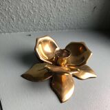 Bougeoir fleur laiton doré