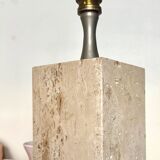 Lamp base in travertine by Philippe Barbier, 1970