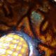 Pair of vintage hand-crafted blue and copper enamelled bowls.