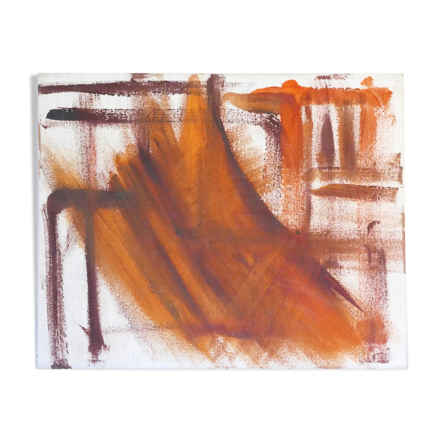Painting, abstract painting orange tones, 60s