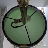 Antique Second Empire Napoleon III table lamp, 1870, brass and opaline glass