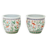 Pair of Canton porcelain planters, circa 1950