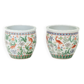 Paire de jardinières en porcelaine Canton, circa 1950